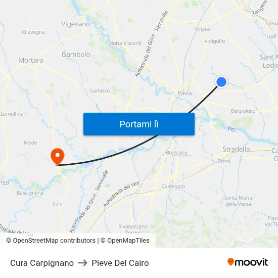 Cura Carpignano to Pieve Del Cairo map