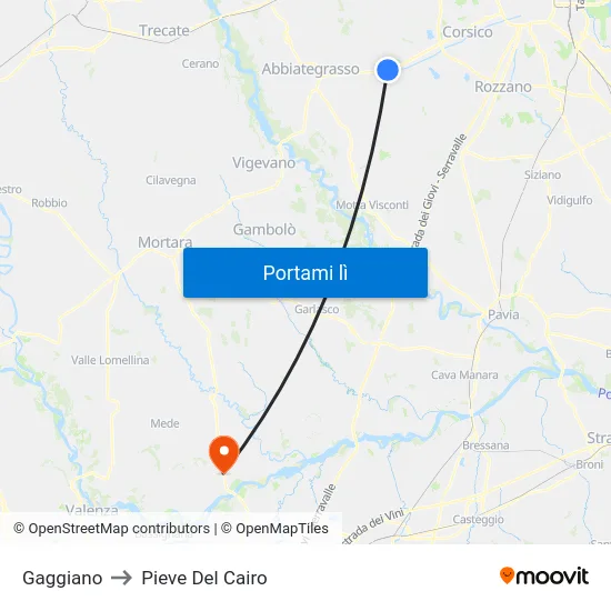 Gaggiano to Pieve Del Cairo map