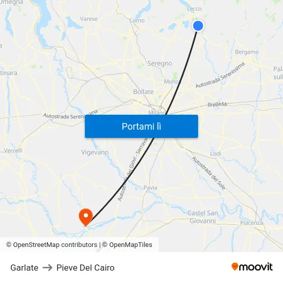 Garlate to Pieve Del Cairo map