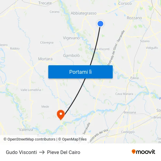 Gudo Visconti to Pieve Del Cairo map