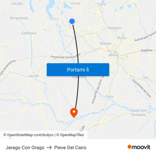 Jerago Con Orago to Pieve Del Cairo map