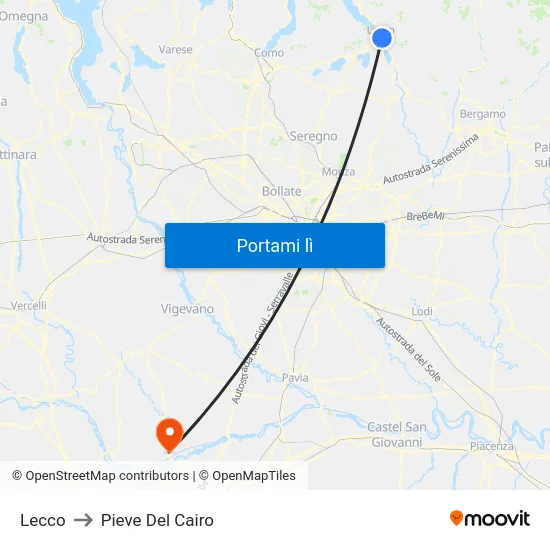 Lecco to Pieve Del Cairo map