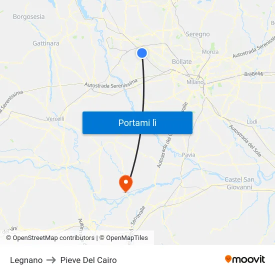 Legnano to Pieve Del Cairo map