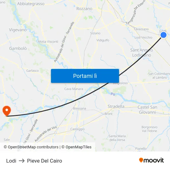 Lodi to Pieve Del Cairo map