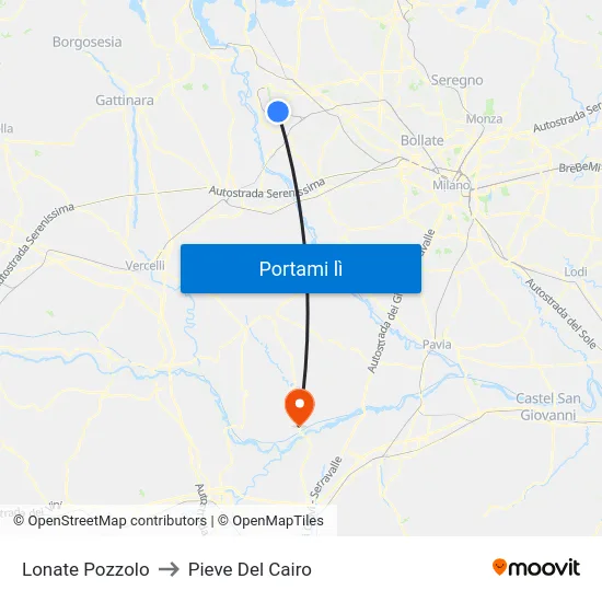 Lonate Pozzolo to Pieve Del Cairo map