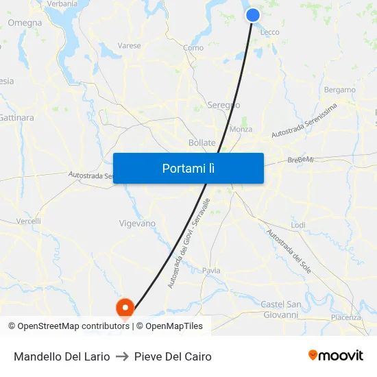 Mandello Del Lario to Pieve Del Cairo map