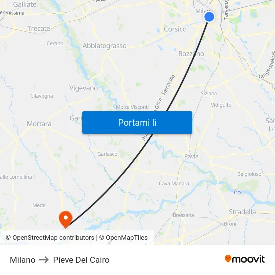 Milano to Pieve Del Cairo map