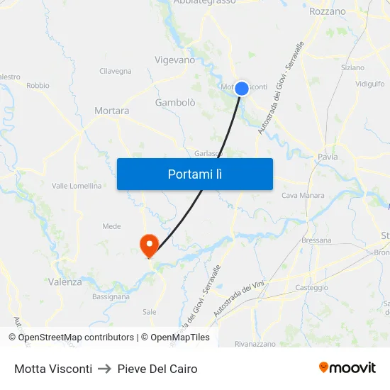 Motta Visconti to Pieve Del Cairo map