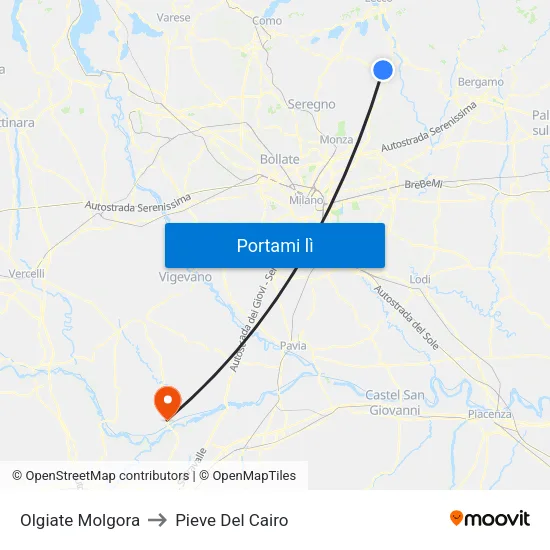 Olgiate Molgora to Pieve Del Cairo map