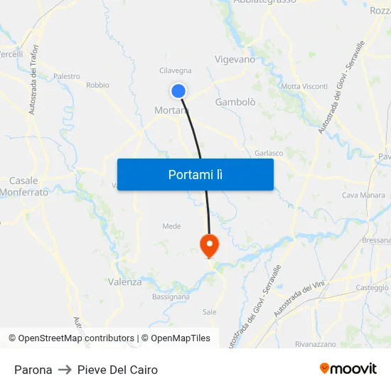 Parona to Pieve Del Cairo map