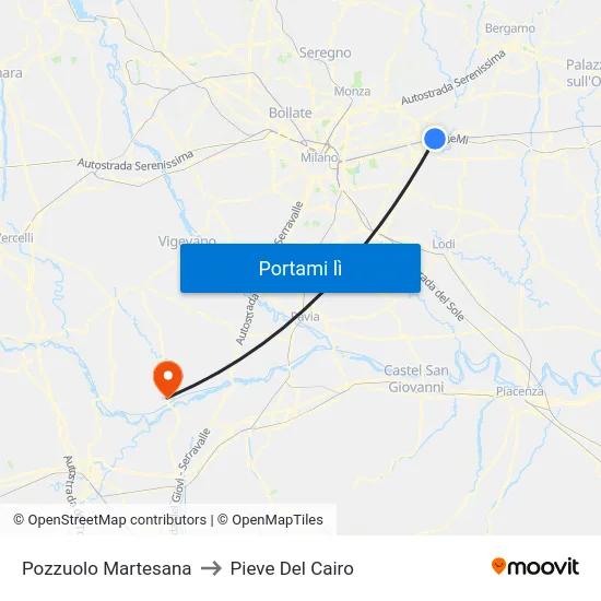 Pozzuolo Martesana to Pieve Del Cairo map