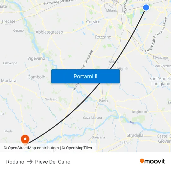 Rodano to Pieve Del Cairo map