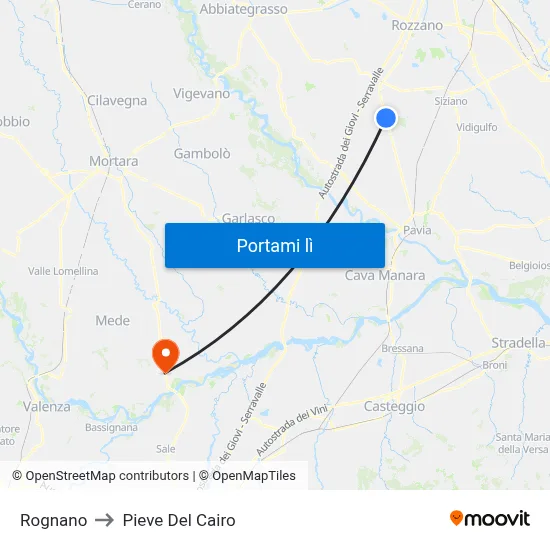 Rognano to Pieve Del Cairo map