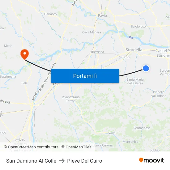 San Damiano Al Colle to Pieve Del Cairo map