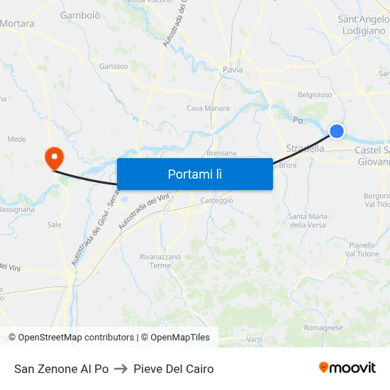San Zenone Al Po to Pieve Del Cairo map