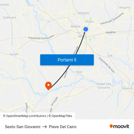 Sesto San Giovanni to Pieve Del Cairo map