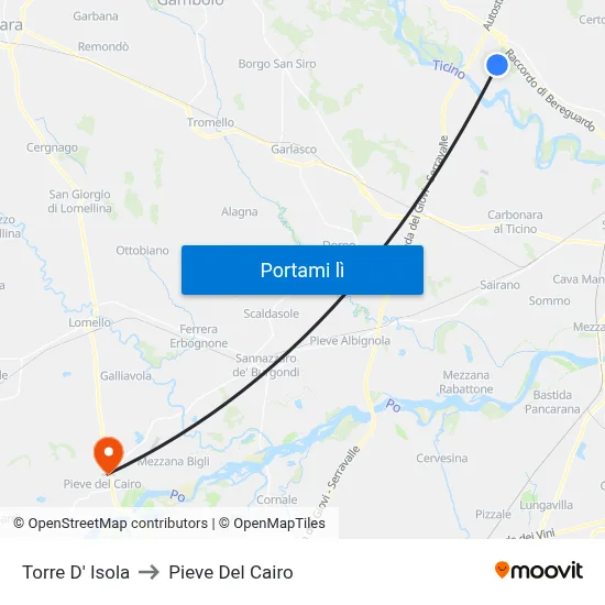 Torre D' Isola to Pieve Del Cairo map