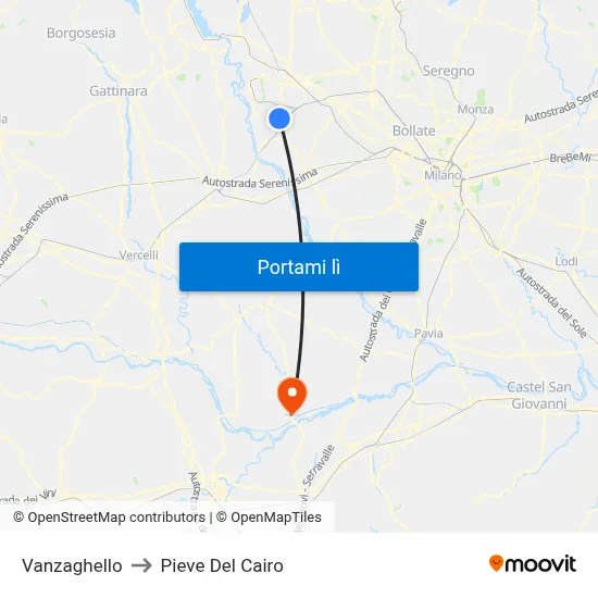 Vanzaghello to Pieve Del Cairo map