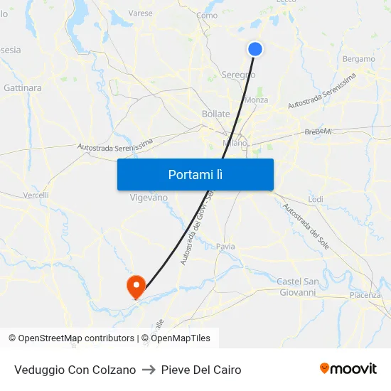 Veduggio Con Colzano to Pieve Del Cairo map