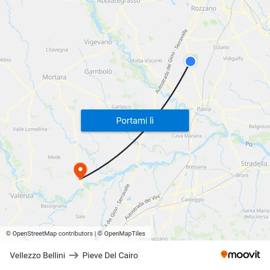 Vellezzo Bellini to Pieve Del Cairo map