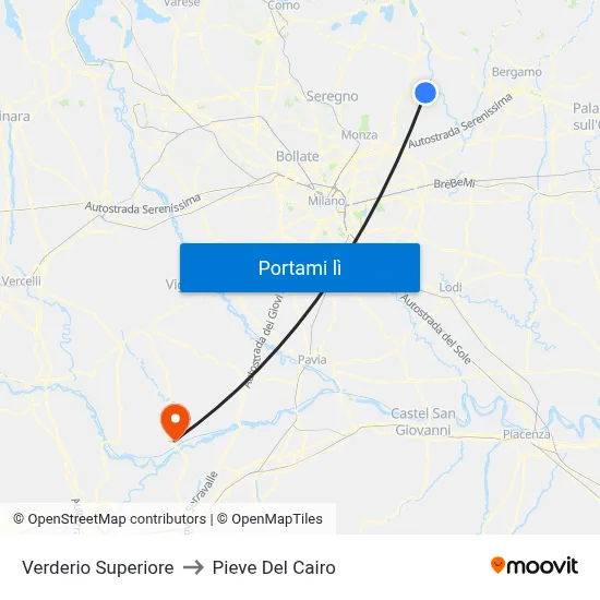 Verderio Superiore to Pieve Del Cairo map
