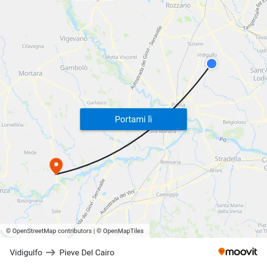 Vidigulfo to Pieve Del Cairo map