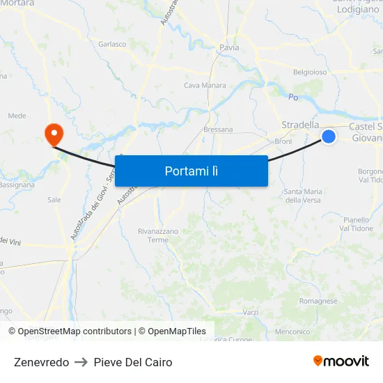 Zenevredo to Pieve Del Cairo map