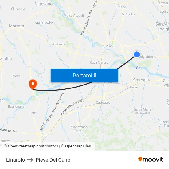 Linarolo to Pieve Del Cairo map