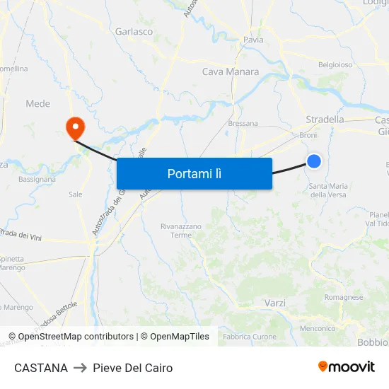 CASTANA to Pieve Del Cairo map