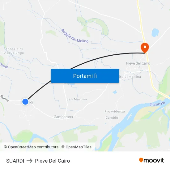 SUARDI to Pieve Del Cairo map