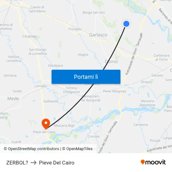 ZERBOL? to Pieve Del Cairo map