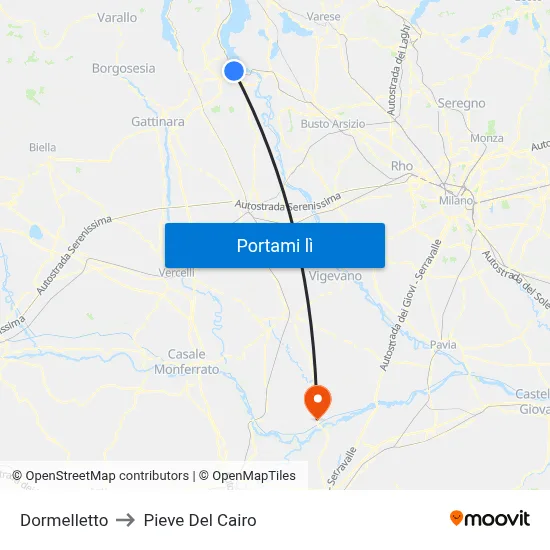 Dormelletto to Pieve Del Cairo map