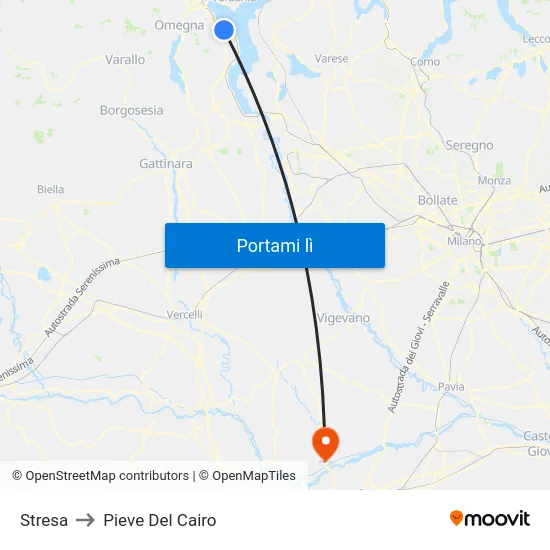 Stresa to Pieve Del Cairo map