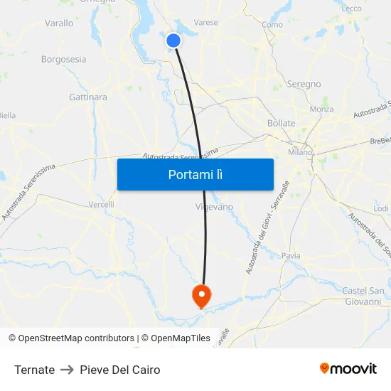 Ternate to Pieve Del Cairo map