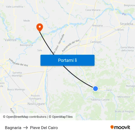 Bagnaria to Pieve Del Cairo map