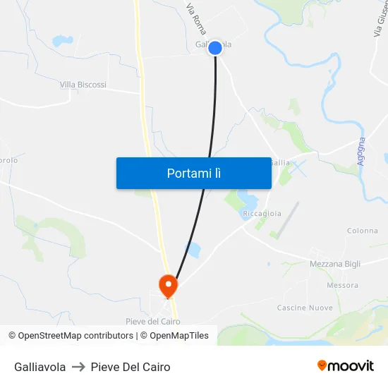 Galliavola to Pieve Del Cairo map