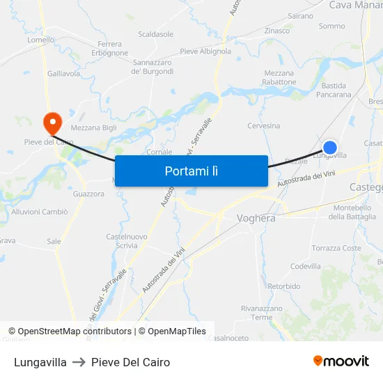 Lungavilla to Pieve Del Cairo map