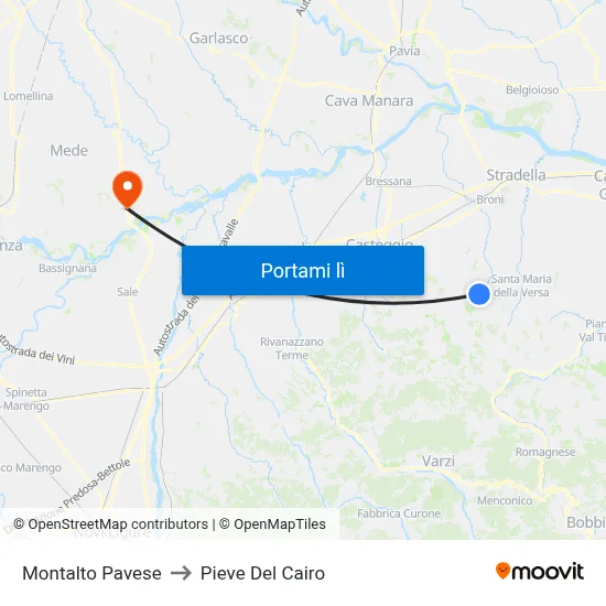 Montalto Pavese to Pieve Del Cairo map