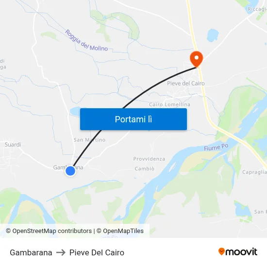 Gambarana to Pieve Del Cairo map