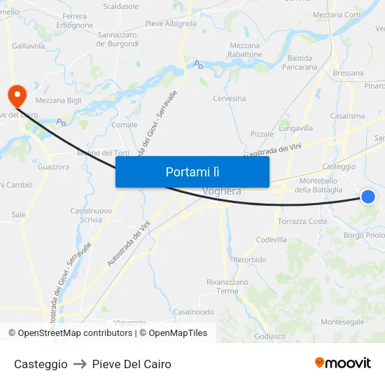 Casteggio to Pieve Del Cairo map
