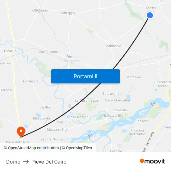 Dorno to Pieve Del Cairo map