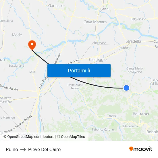 Ruino to Pieve Del Cairo map
