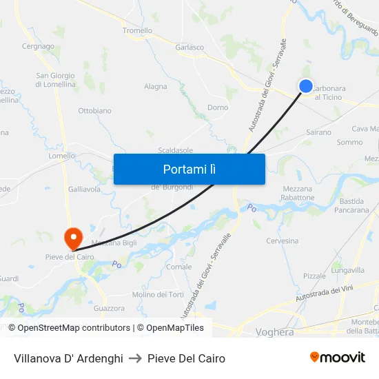 Villanova D' Ardenghi to Pieve Del Cairo map