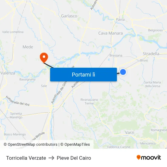 Torricella Verzate to Pieve Del Cairo map