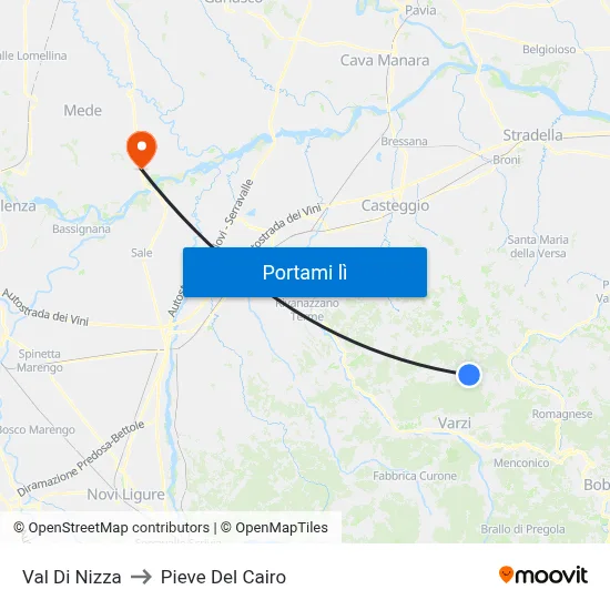 Val Di Nizza to Pieve Del Cairo map