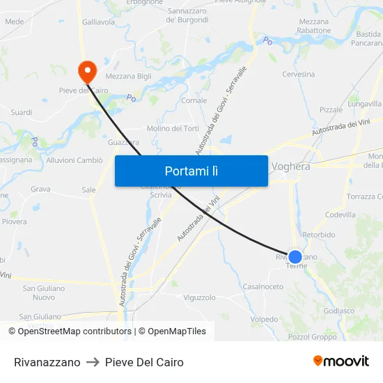 Rivanazzano to Pieve Del Cairo map
