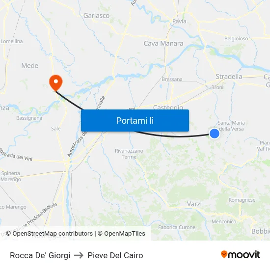Rocca De' Giorgi to Pieve Del Cairo map