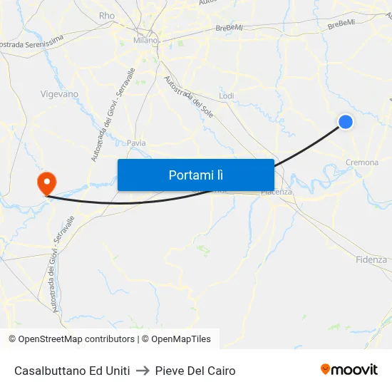 Casalbuttano Ed Uniti to Pieve Del Cairo map