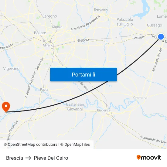Brescia to Pieve Del Cairo map
