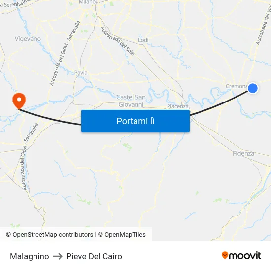 Malagnino to Pieve Del Cairo map